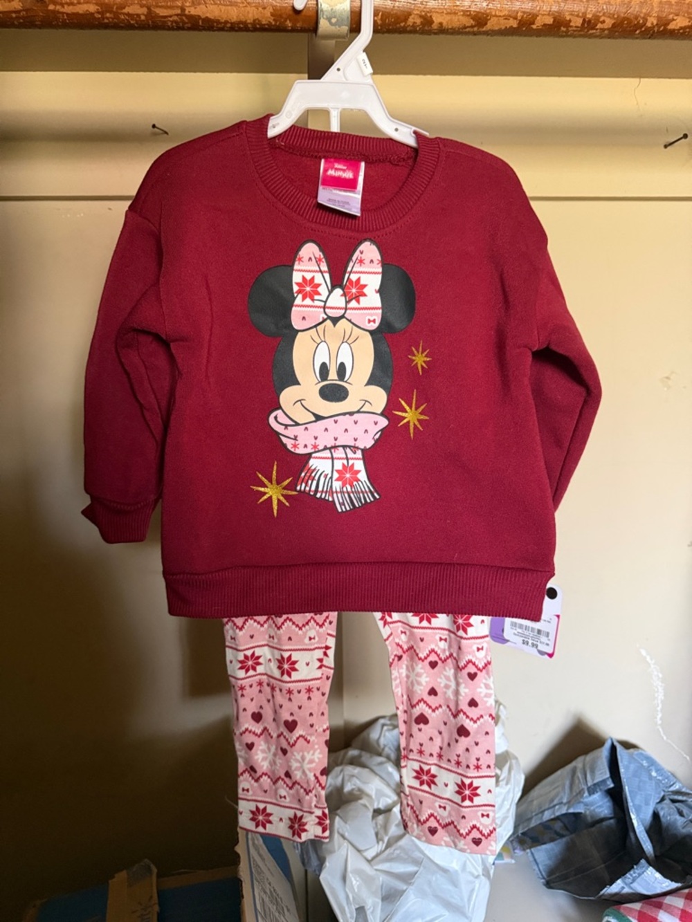 Carter's Red Minnie Mouse Sweater & Pink Patterned Pajama Leggings